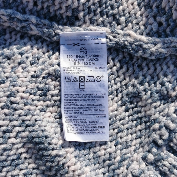 Gap Kids XXL 14 - 16 open cardigan cargi New NWT blue white pinkish tinge - Picture 5 of 15